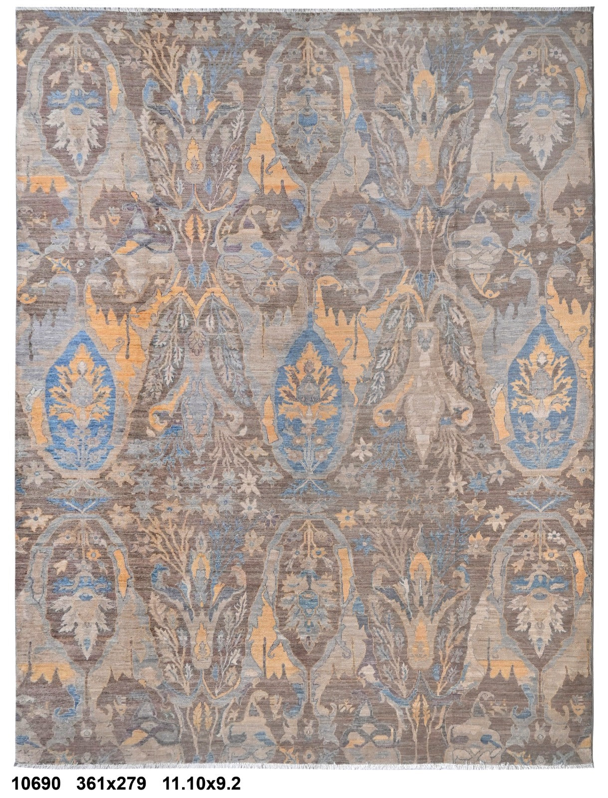 Mehr-e-Kohistan Afghan hand-knotted Ghazni wool rug, overhead view