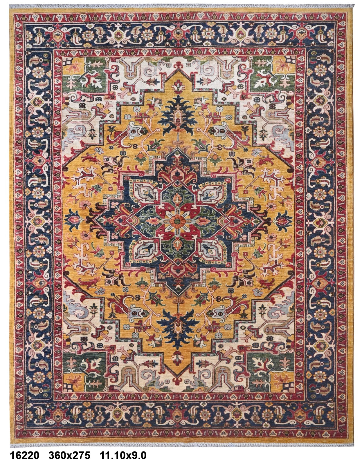 Zar-e-Herat Afghan hand-knotted Ghazni wool rug, overhead view