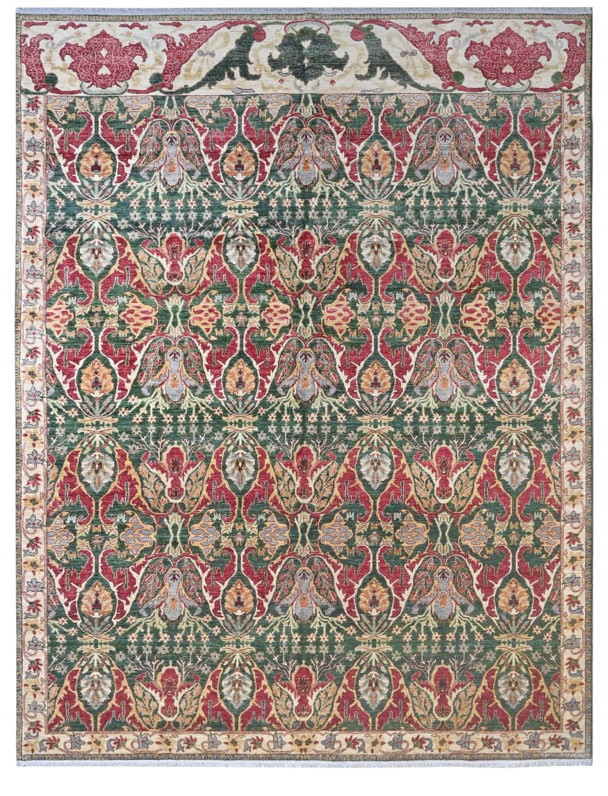 Lalehzar-e-Kabul Afghan hand-knotted Ghazni wool rug, overhead view