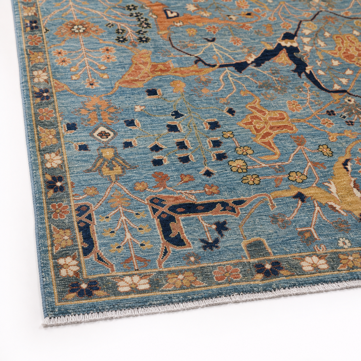 Ahu-e-Aseman Afghan Ghazni wool rug, hand-knotted detail