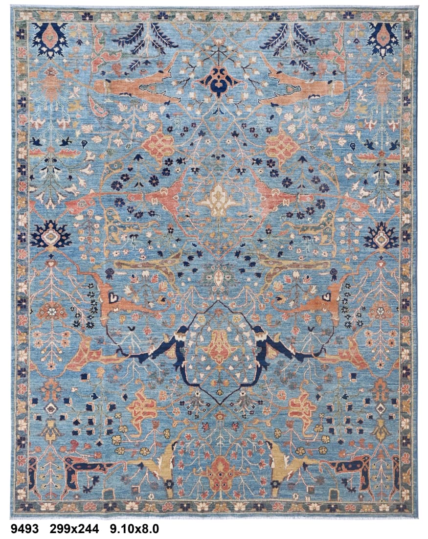 Ahu-e-Aseman Afghan hand-knotted Ghazni wool rug, overhead view