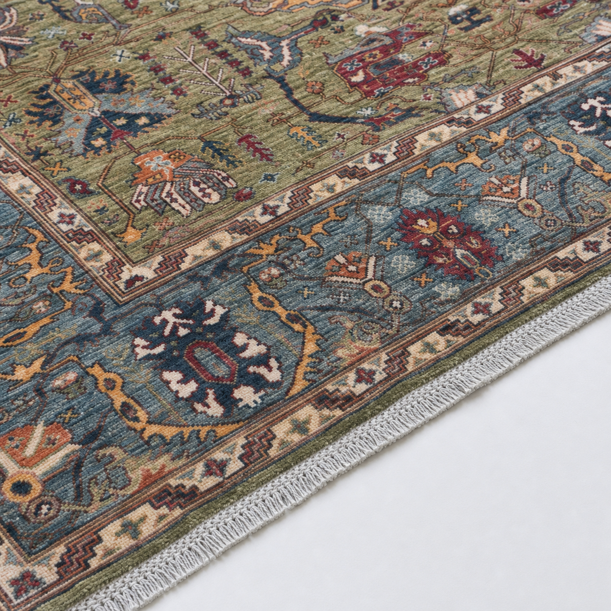Jahan-e-Sabz Afghan Ghazni wool rug, hand-knotted detail