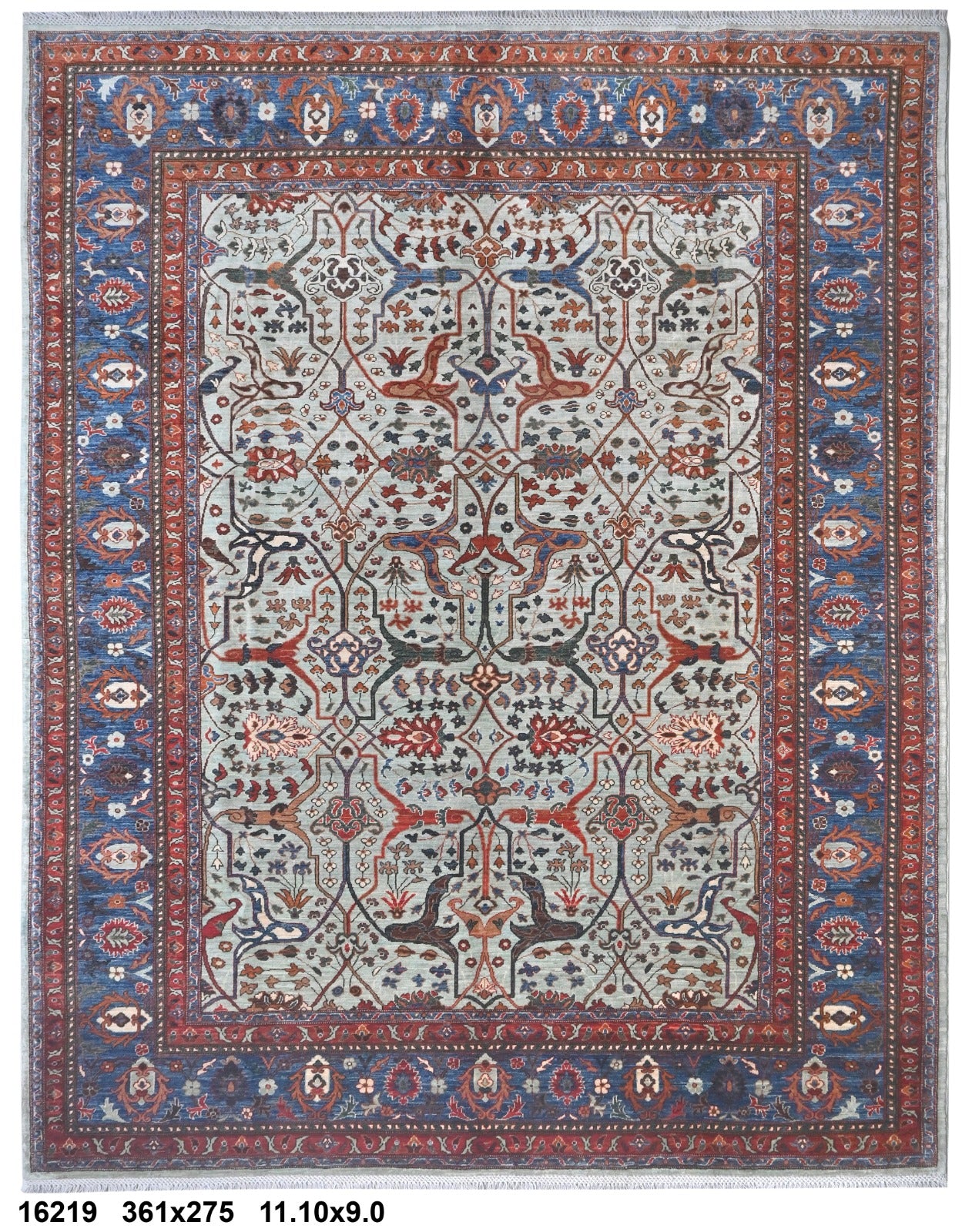 Nilufar-e-Shiraz Afghan hand-knotted Ghazni wool rug, overhead view