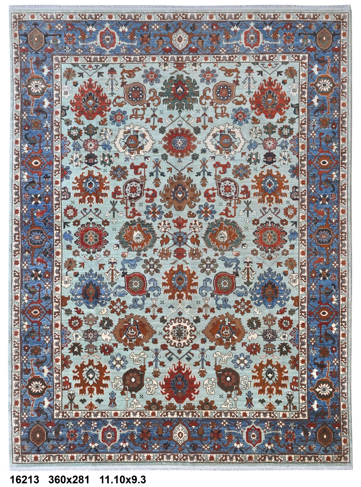 Gul-e-Aseman Afghan hand-knotted Ghazni wool rug, overhead view