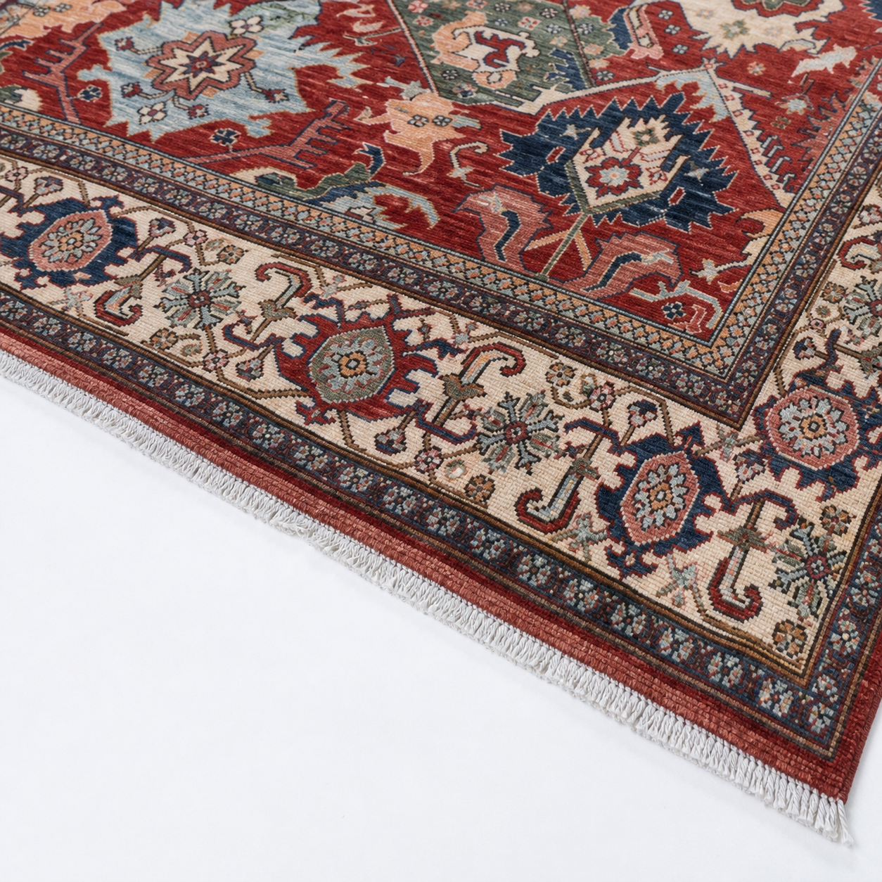 Surkh-e-Kohsar Afghan Ghazni wool rug, hand-knotted detail