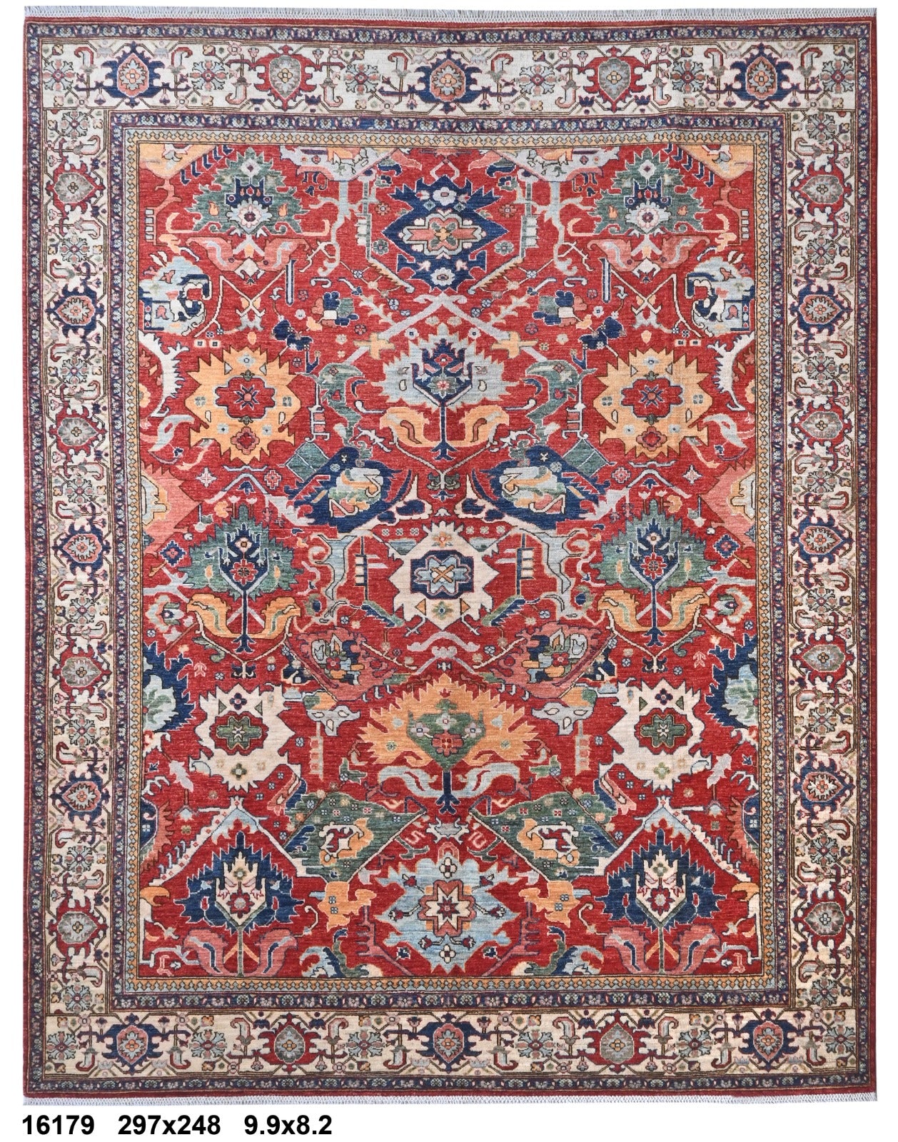 Surkh-e-Kohsar Afghan hand-knotted Ghazni wool rug, overhead view