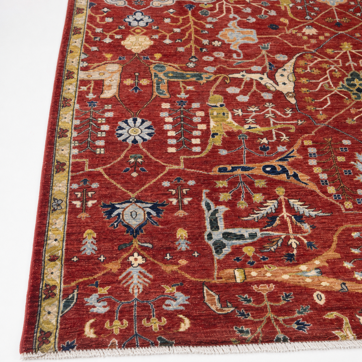 Bazm-e-Shikar Afghan Ghazni wool rug, hand-knotted detail
