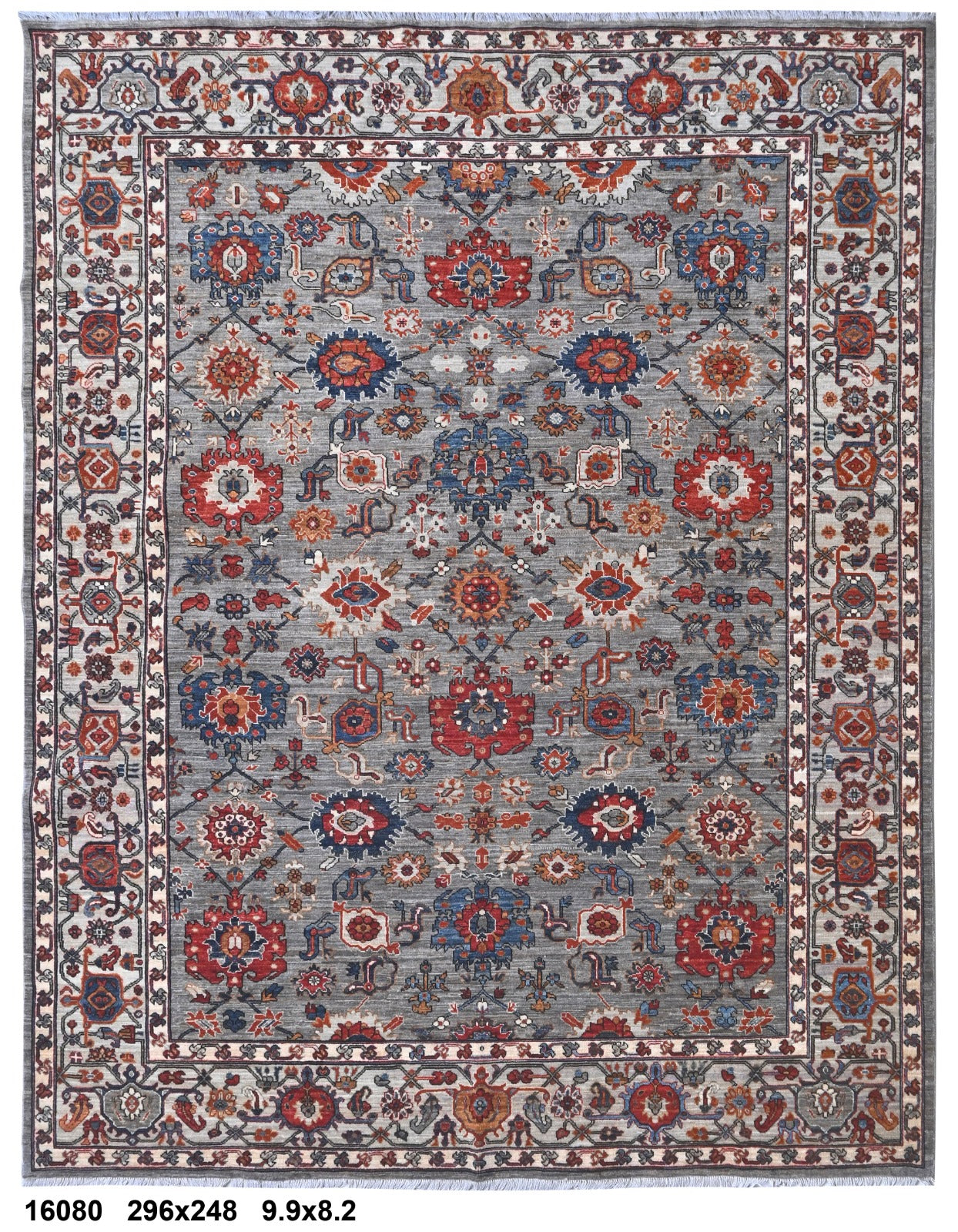 Sang-e-Golestan Afghan hand-knotted Ghazni wool rug, overhead view