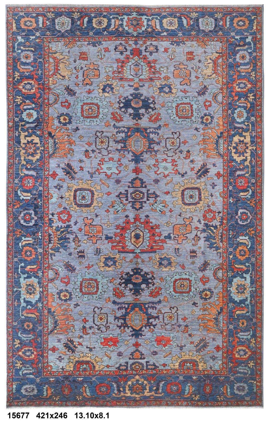 Baran-e-Herat Afghan hand-knotted Ghazni wool rug, overhead view