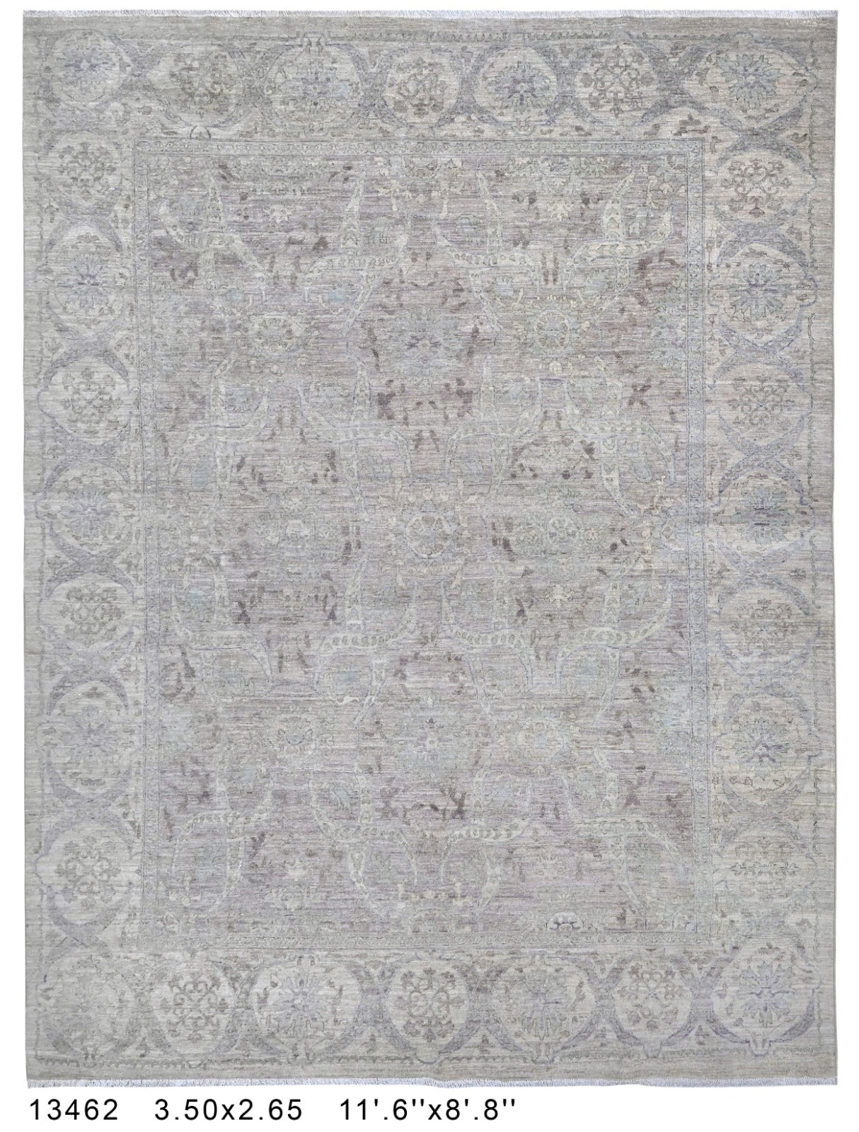 Mah-e-Safid Afghan hand-knotted Ghazni wool rug, overhead view
