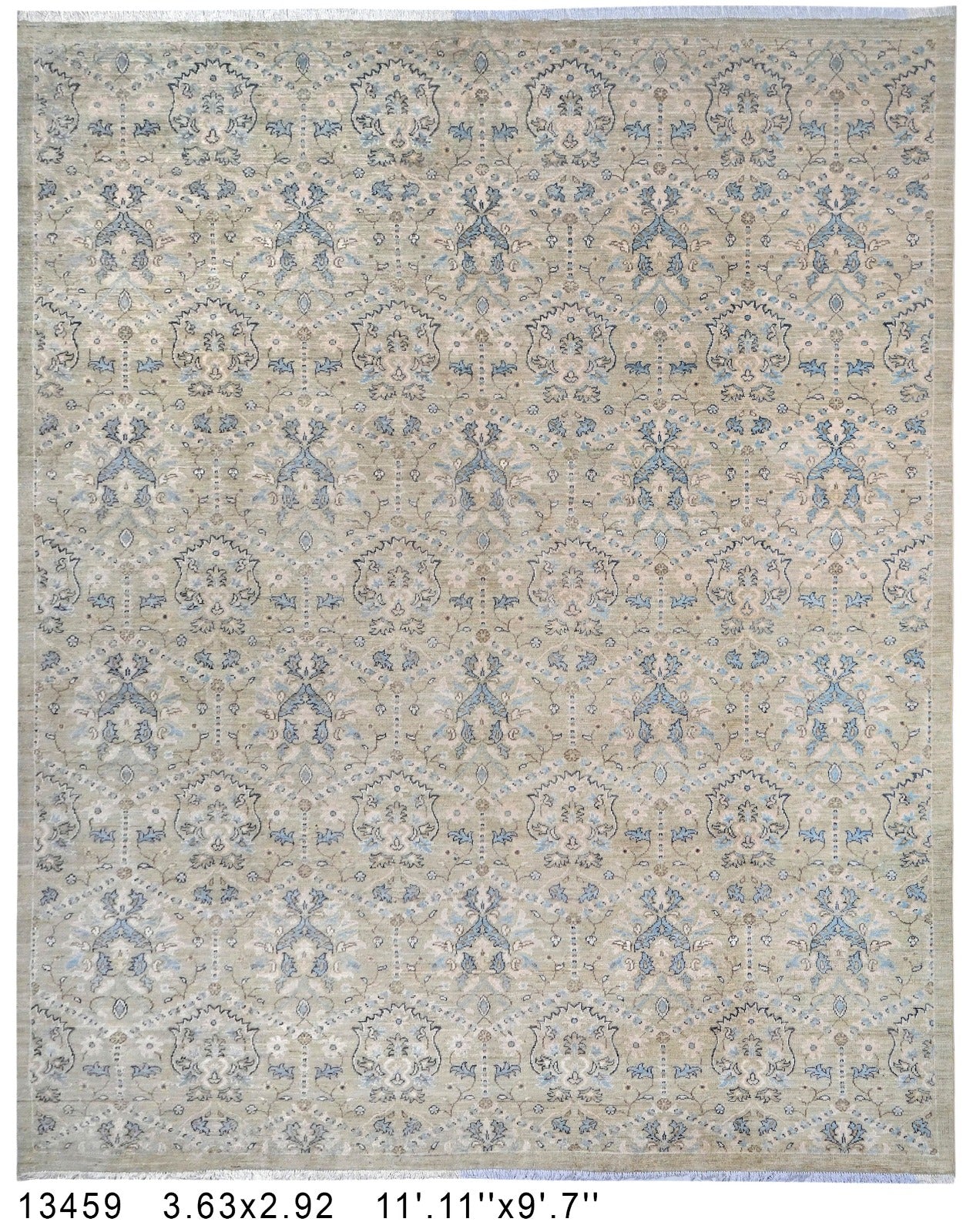Sadaf-e-Balkh Afghan hand-knotted Ghazni wool rug, overhead view