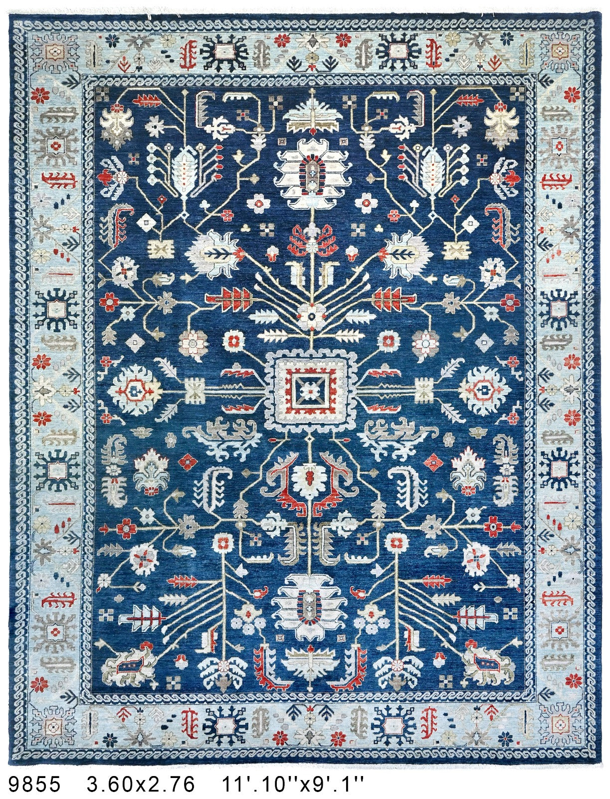 Shabahang-e-Kabul Afghan hand-knotted Ghazni wool rug, overhead view