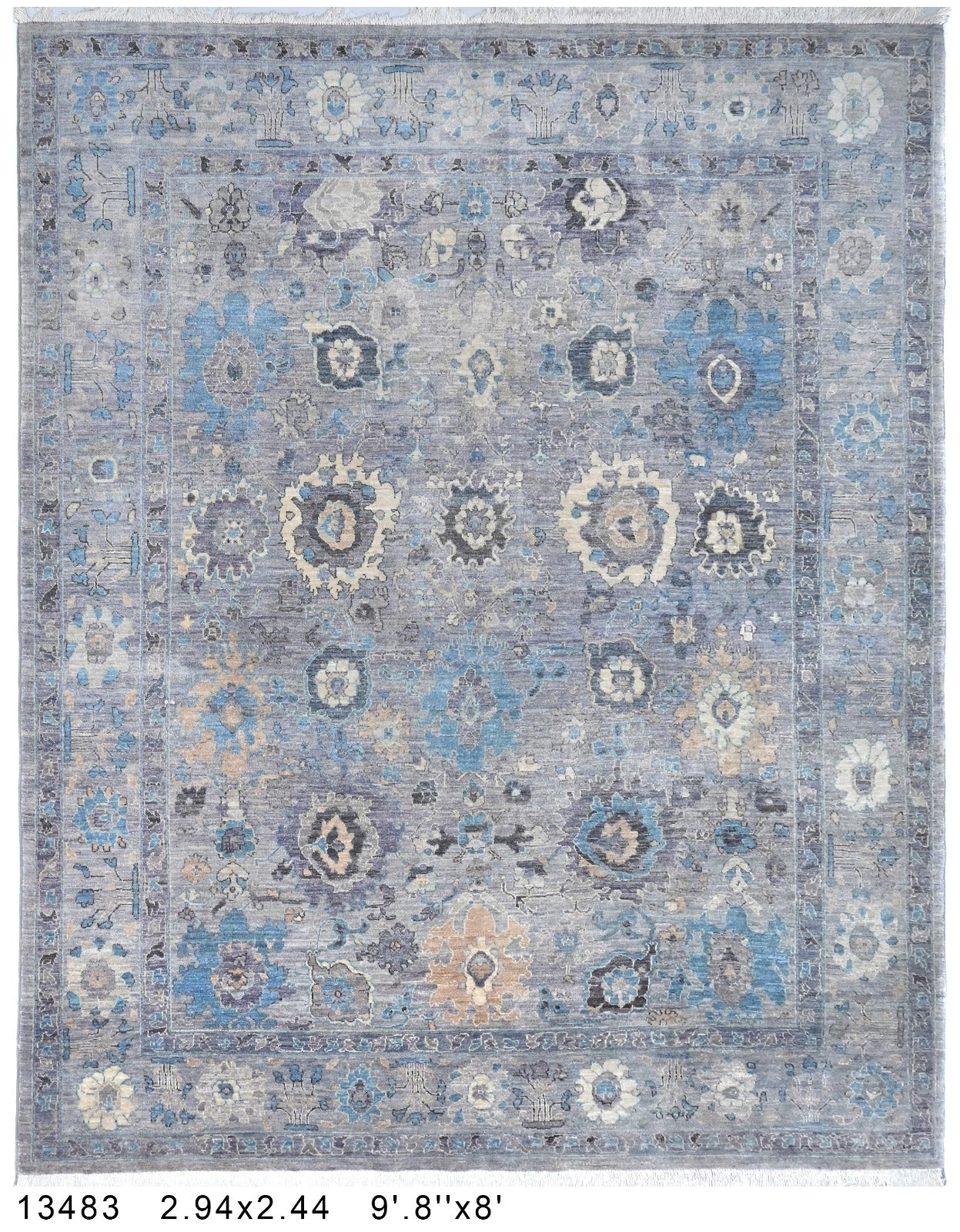 Roshanak-e-Bamyan Afghan hand-knotted Ghazni wool rug, overhead view