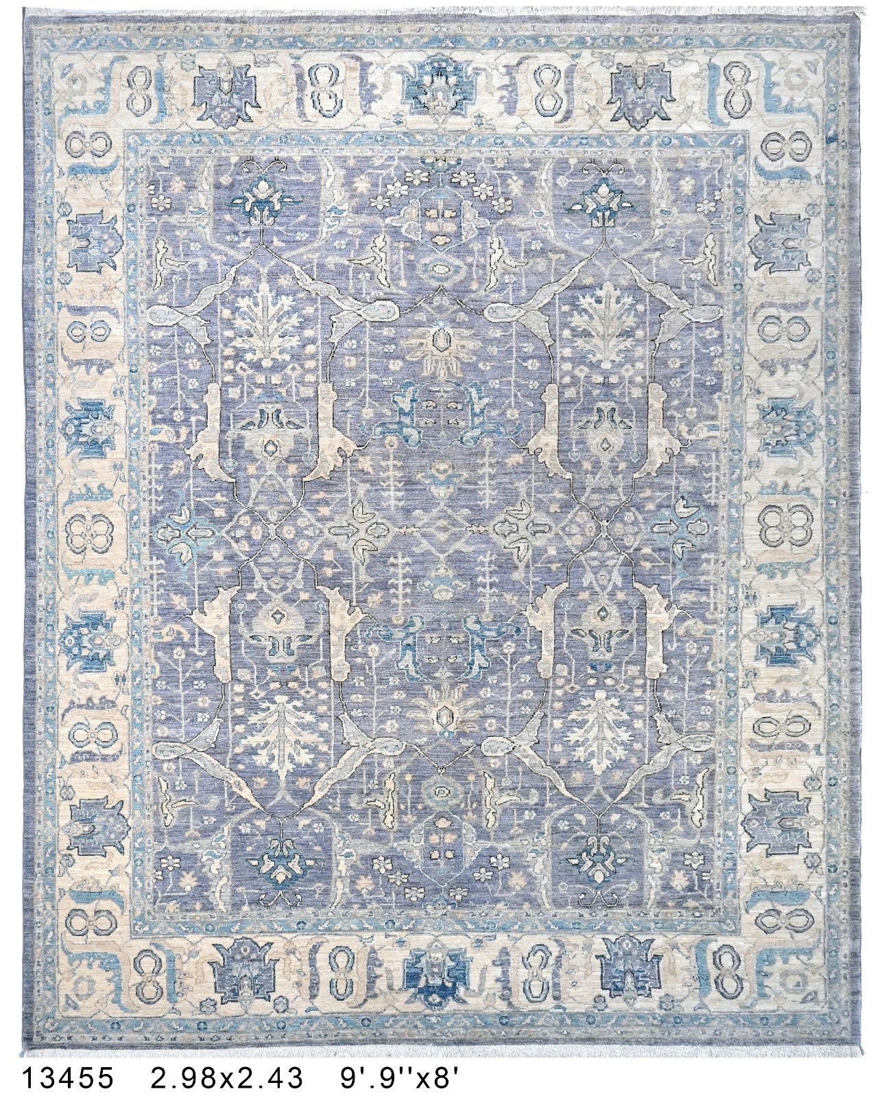Naghsh-e-Yakh Afghan hand-knotted Ghazni wool rug, overhead view