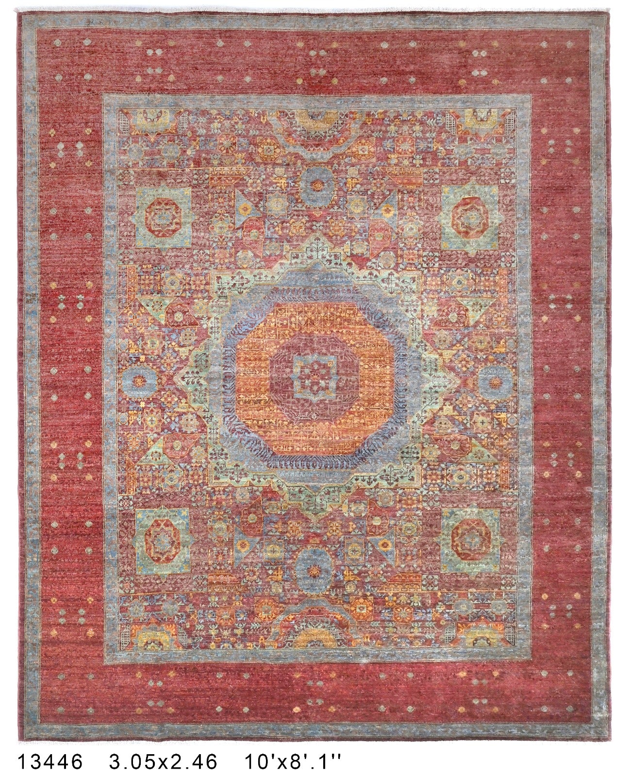 Atash-e-Samarqand Afghan hand-knotted Ghazni wool rug, overhead view