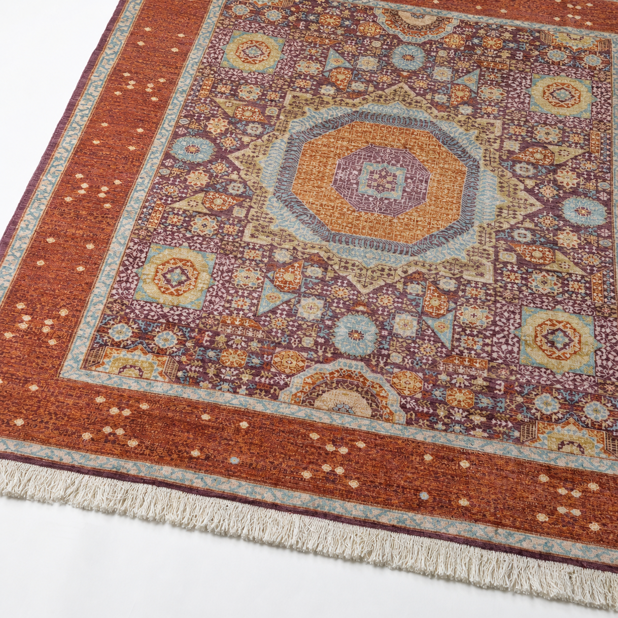 Mehr-e-Roshan Afghan Ghazni wool rug, hand-knotted detail
