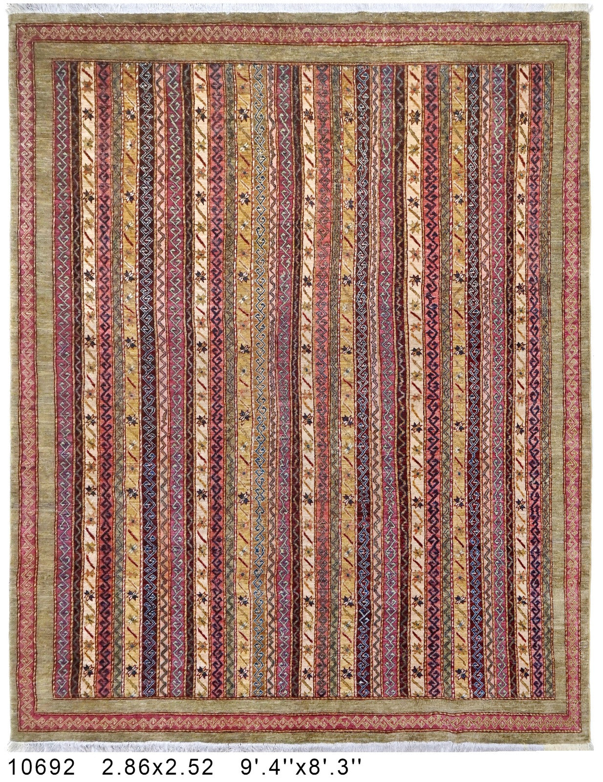 Rasta-e-Qandahar Afghan hand-knotted Ghazni wool rug, overhead view