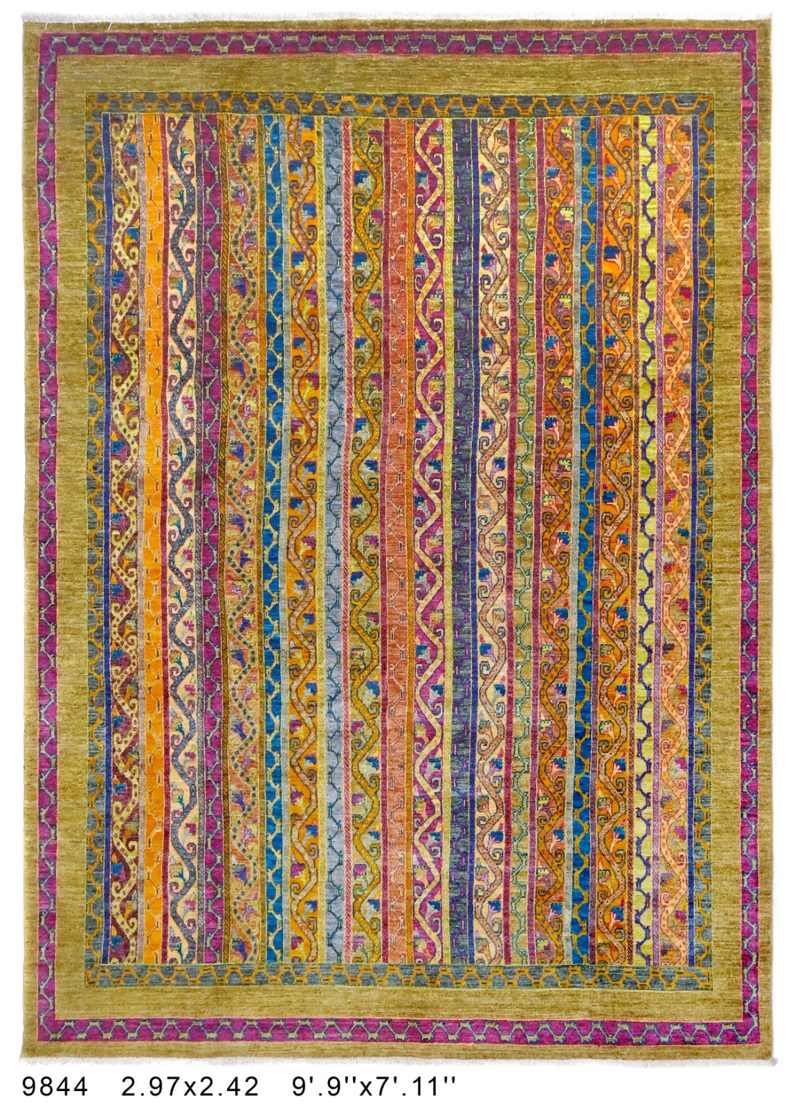Rangin-e-Kabul Afghan hand-knotted Ghazni wool rug, overhead view