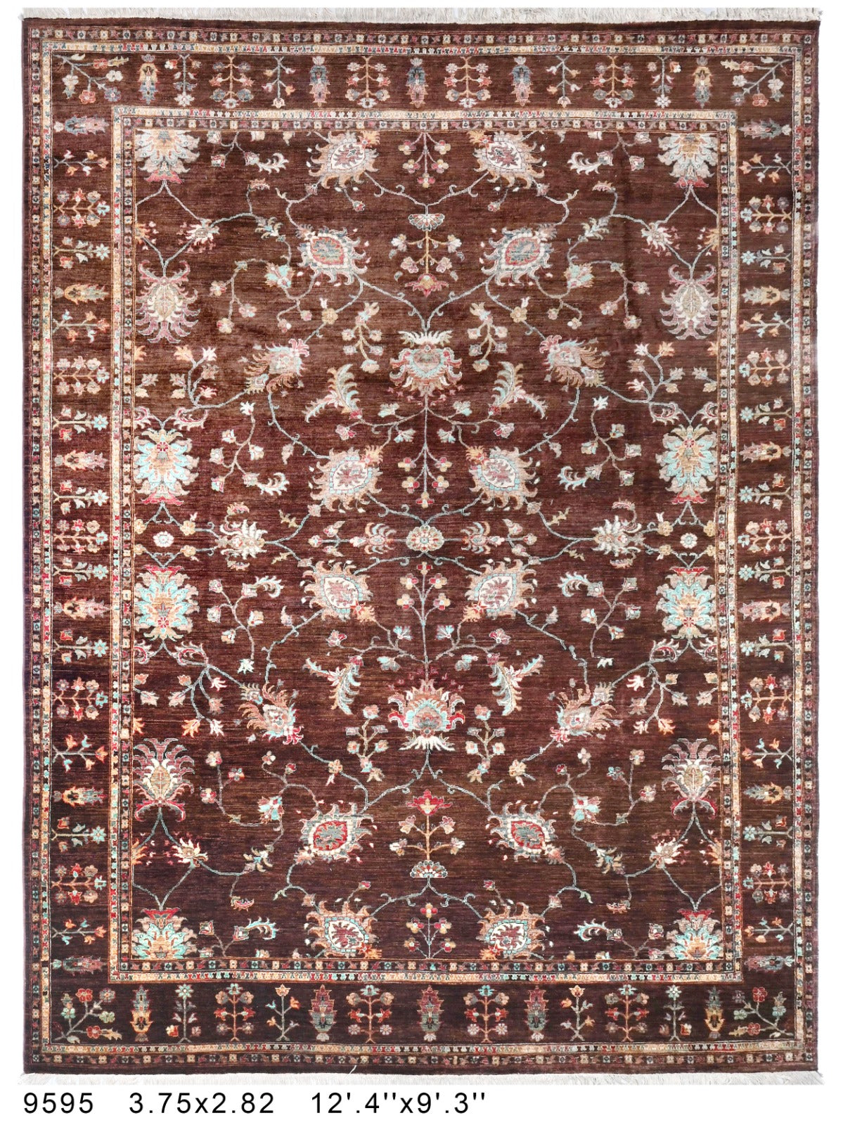 Shab-e-Anar Afghan hand-knotted Ghazni wool rug, overhead view