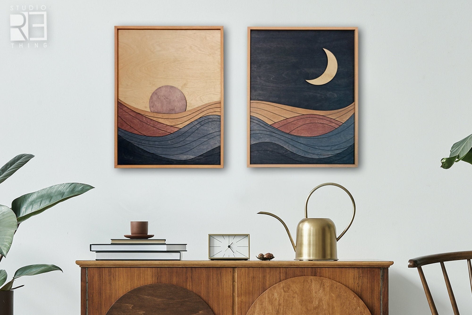 Set of 2:Sun and Moon Wall Art