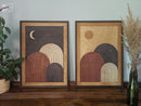Set of 2: Sun and Moon Wood Wall Art Jerm | جِرْم 
